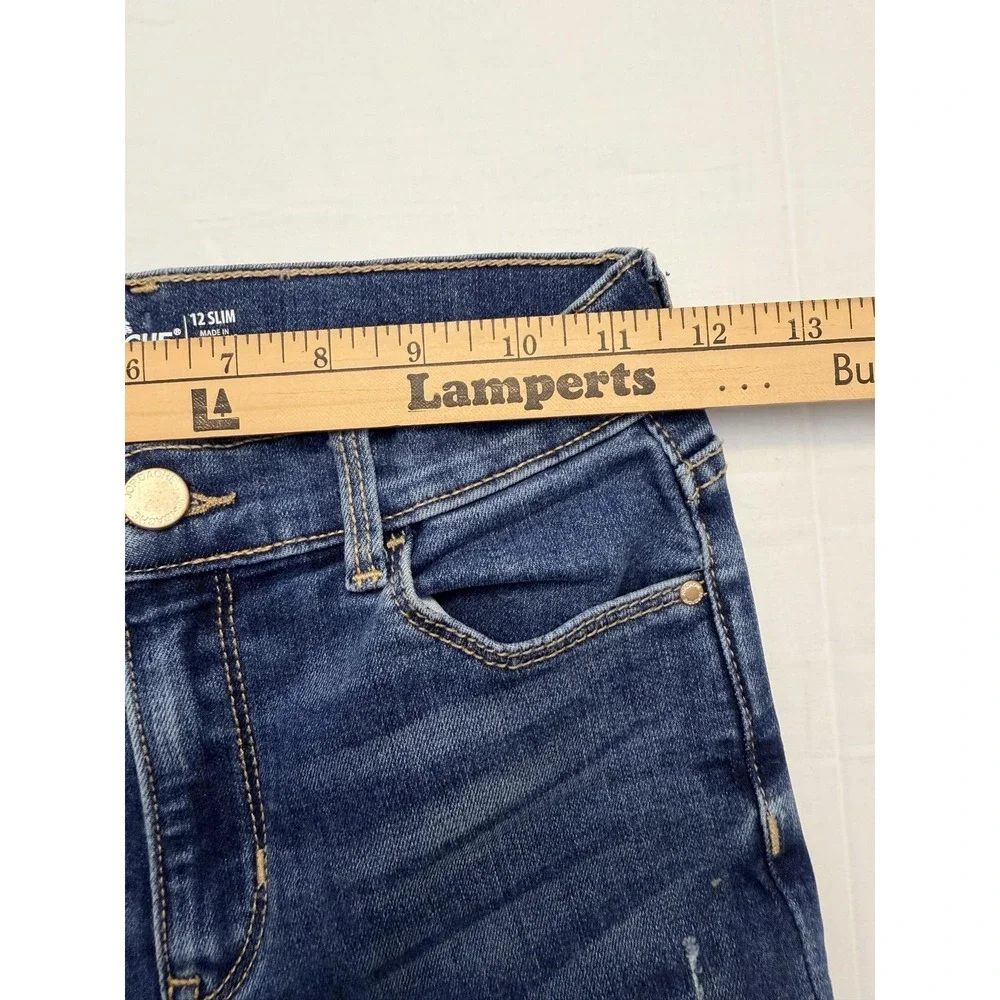 Jordache Jeans Girls 12‎ Slim Blue Skinny Stretch Medium Wash Distressed Denim